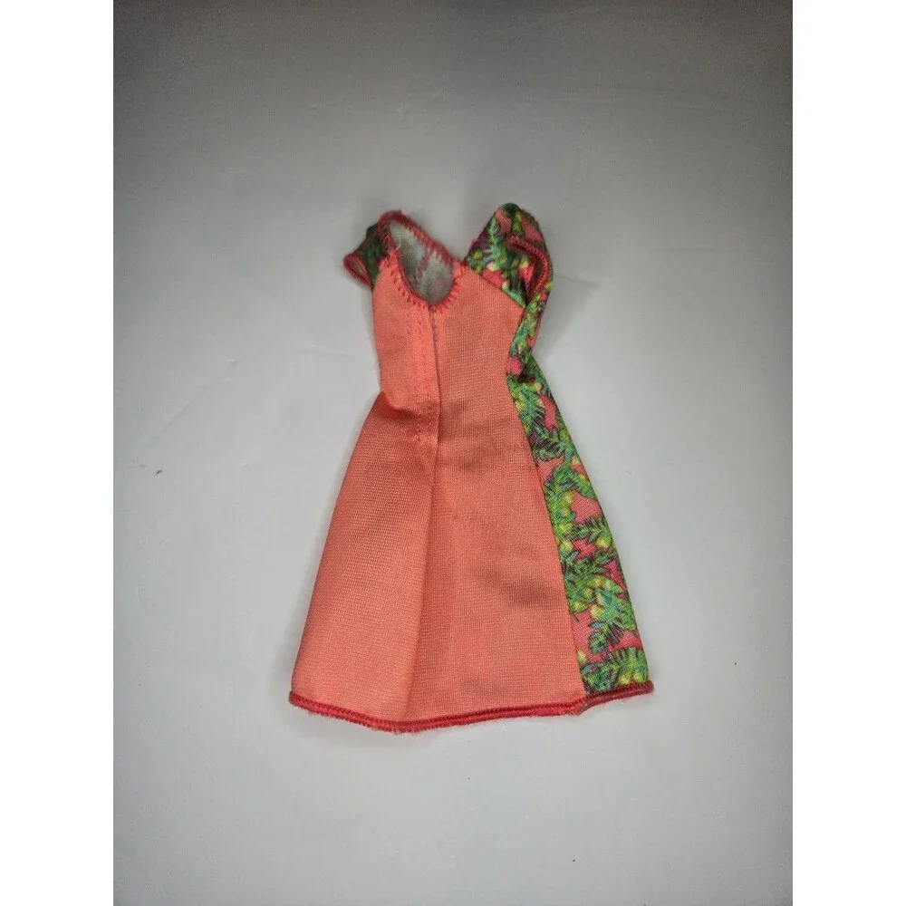 Barbie Doll Dress Orange and Green Floral Print